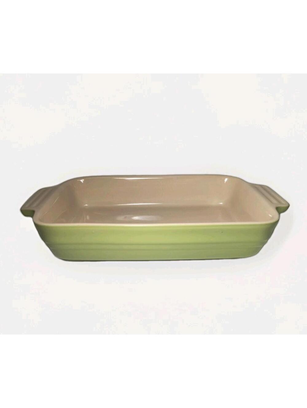 Le Creuset Flame Kiwi Green Casserole Rectangle Baking Dish Pan 10 x 7